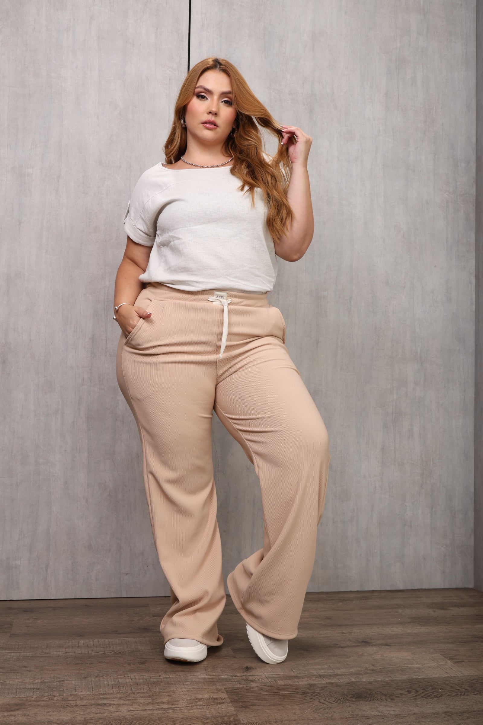 PANTALÓN DAMA -COLOR BEIGE – PALAZZO – TIRO ALTO – MODA COLOMBIANA – REF: 768 PL