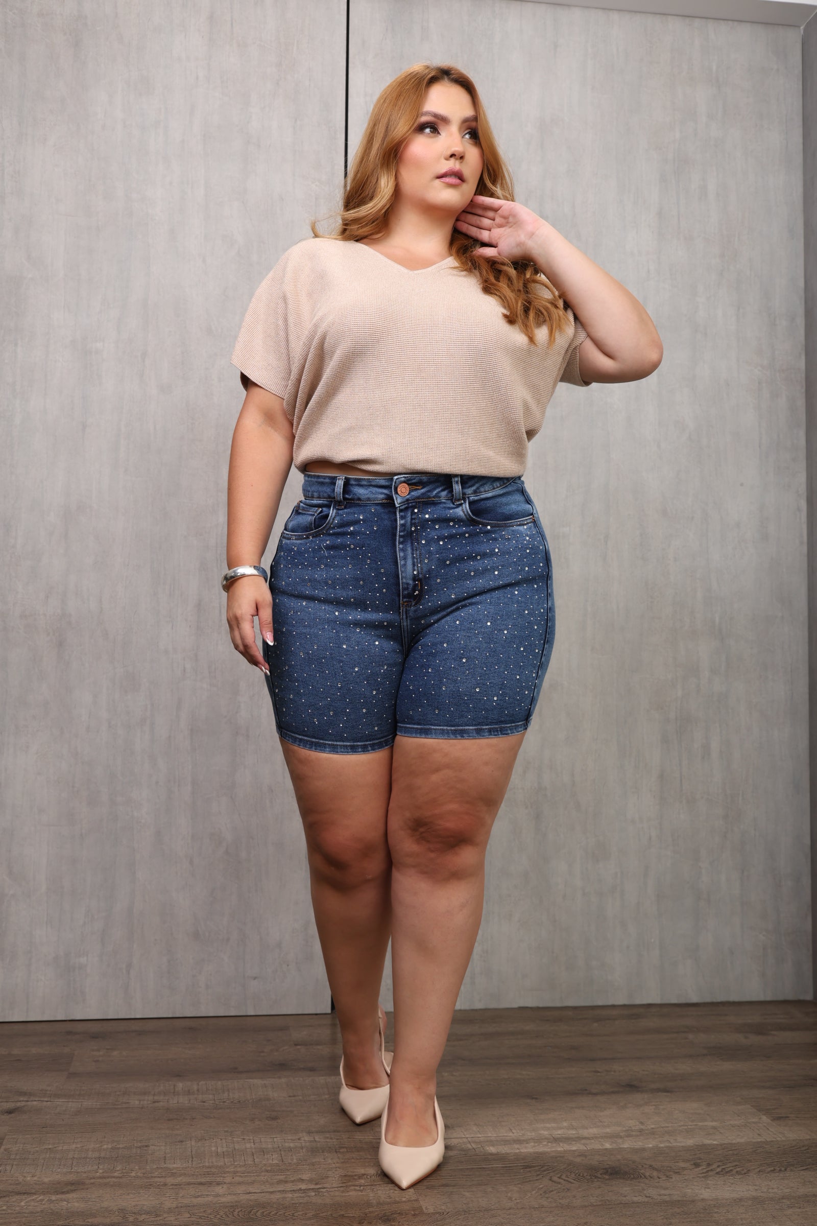 SHORT DAMA – CON BRILLOS Y TIRO ALTO – MODA COLOMBIANA – REF: 769 pl