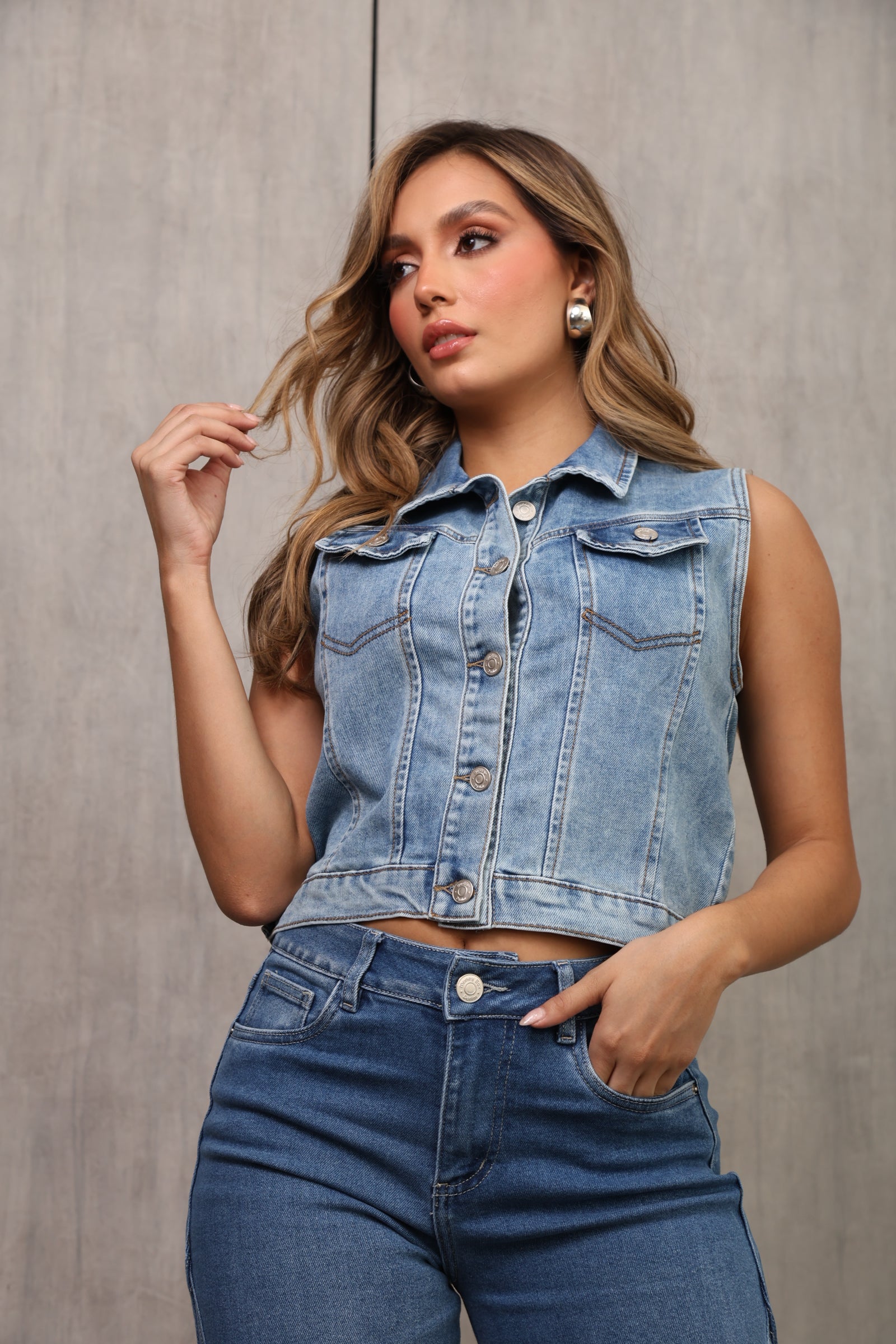 CHALECO DAMA ÍNDIGO – MODA COLOMBIANA – REF: 9836