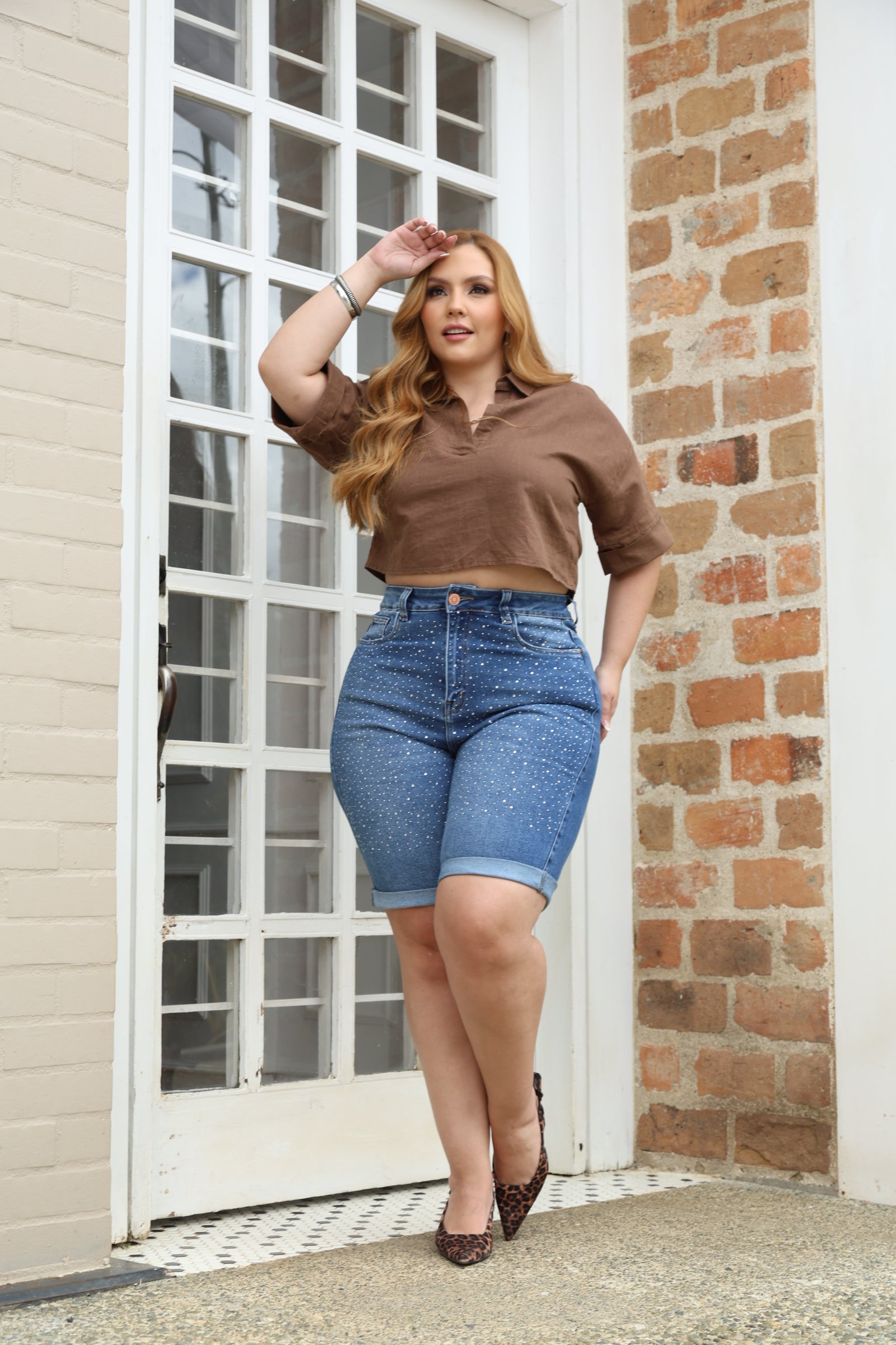 BERMUDA DAMA – WIDE BRILLO – TIRO ALTO – MODA COLOMBIANA – REF: 9852 pl