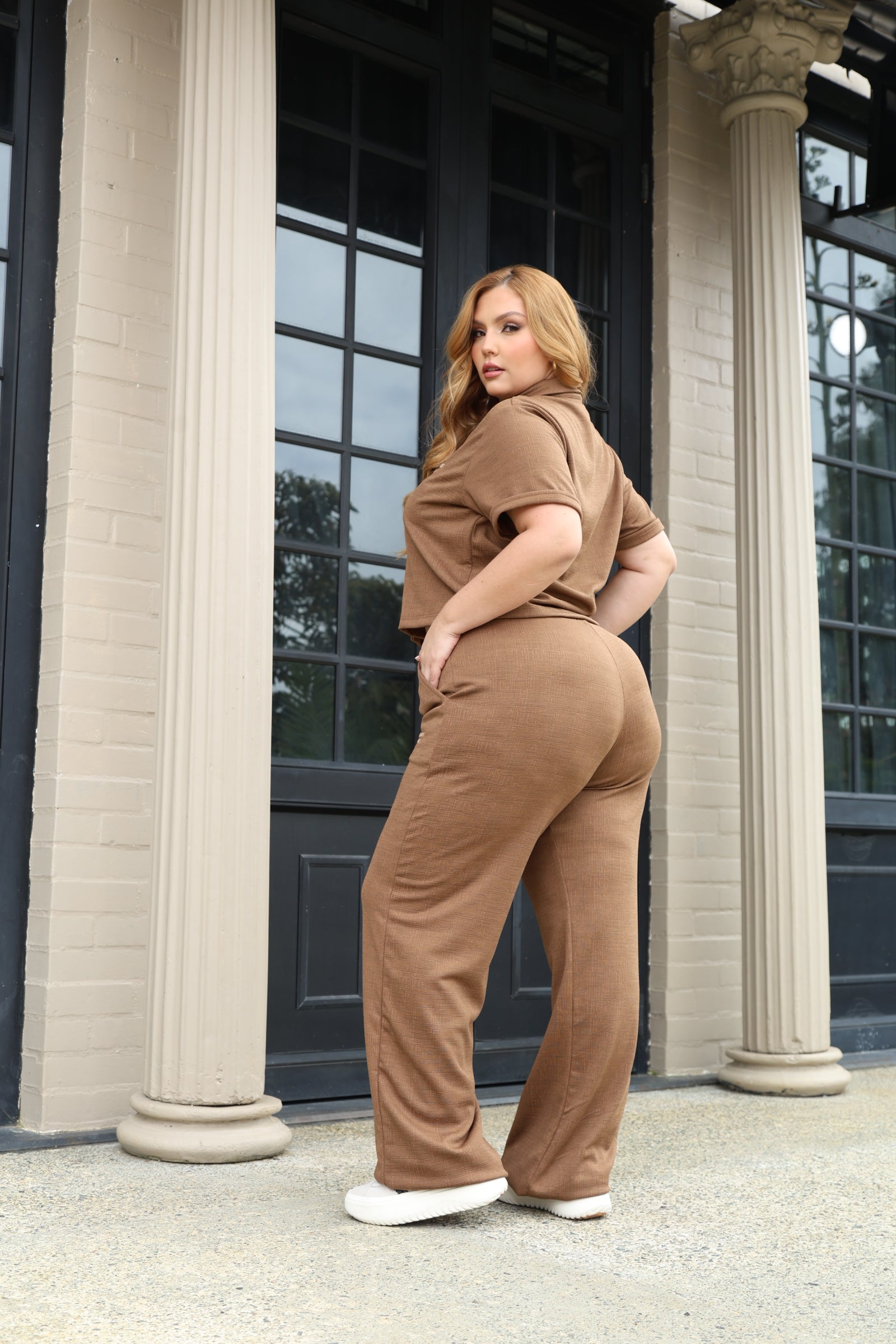 CONJUNTO DAMA COLOR CAFE – MODA COLOMBIANA – REF: 9863 PL