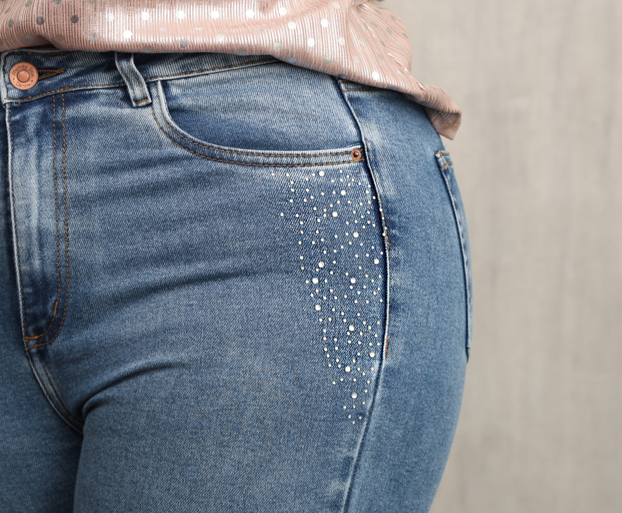 JEAN DAMA – SKINNY BRILLOS – TIRO ALTO – MODA COLOMBIANA – REF: 767 PL