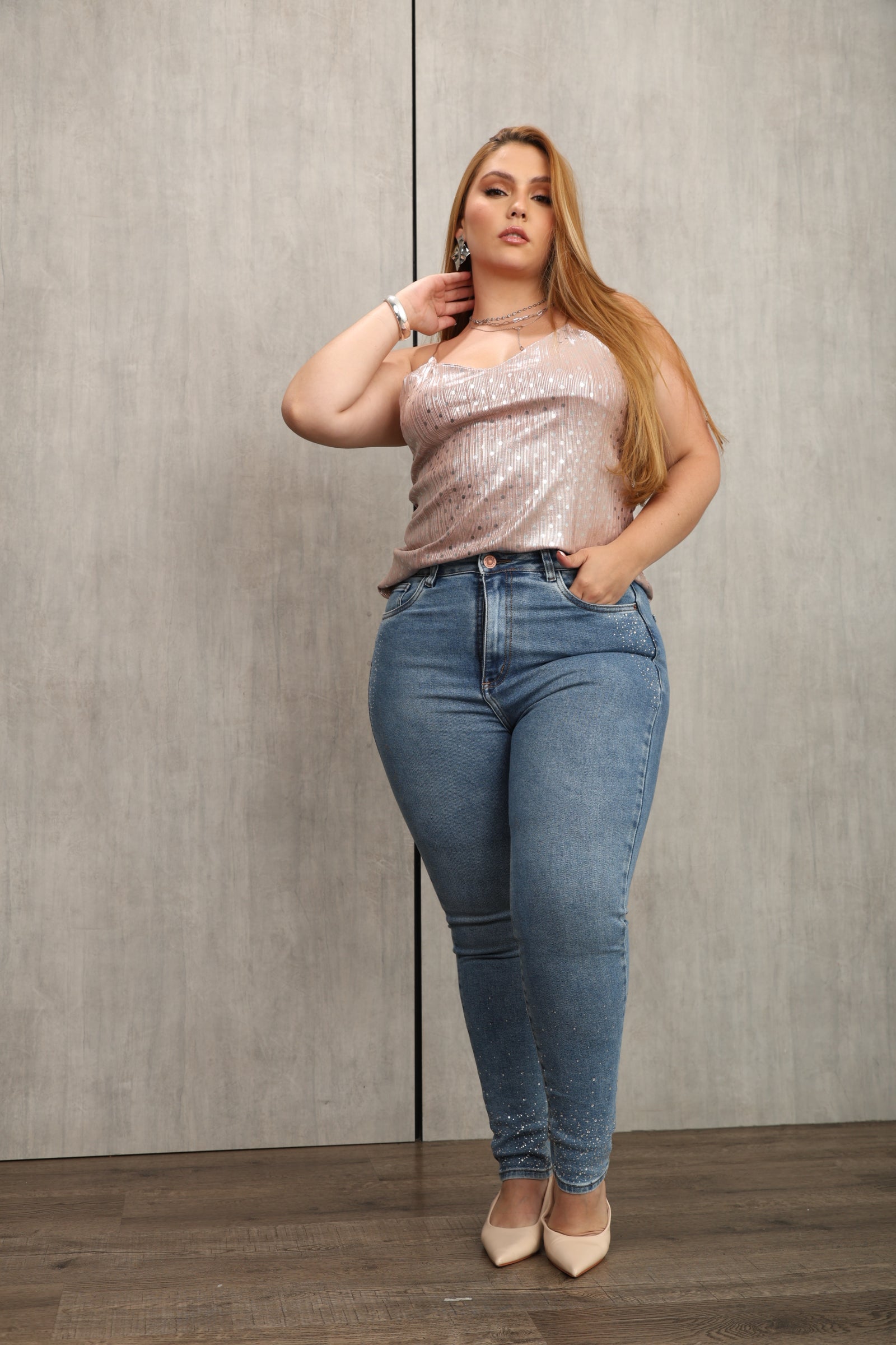 JEAN DAMA – SKINNY BRILLOS – TIRO ALTO – MODA COLOMBIANA – REF: 767 PL