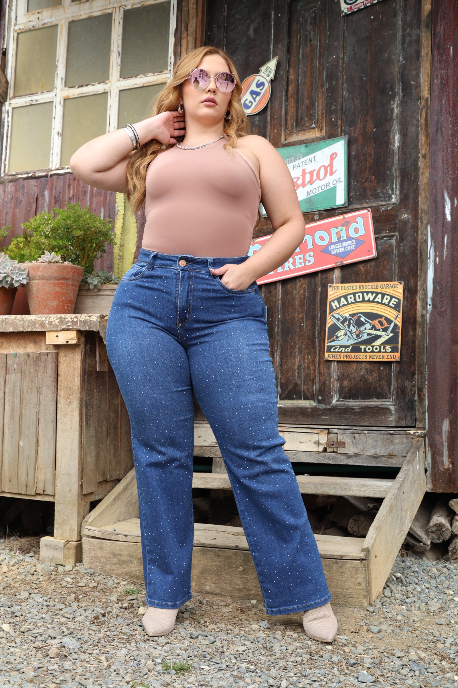 JEAN DAMA – WIDE LEG CLASSIC CON BRILLOS – TIRO ALTO – MODA COLOMBIANA – REF: 790 pl