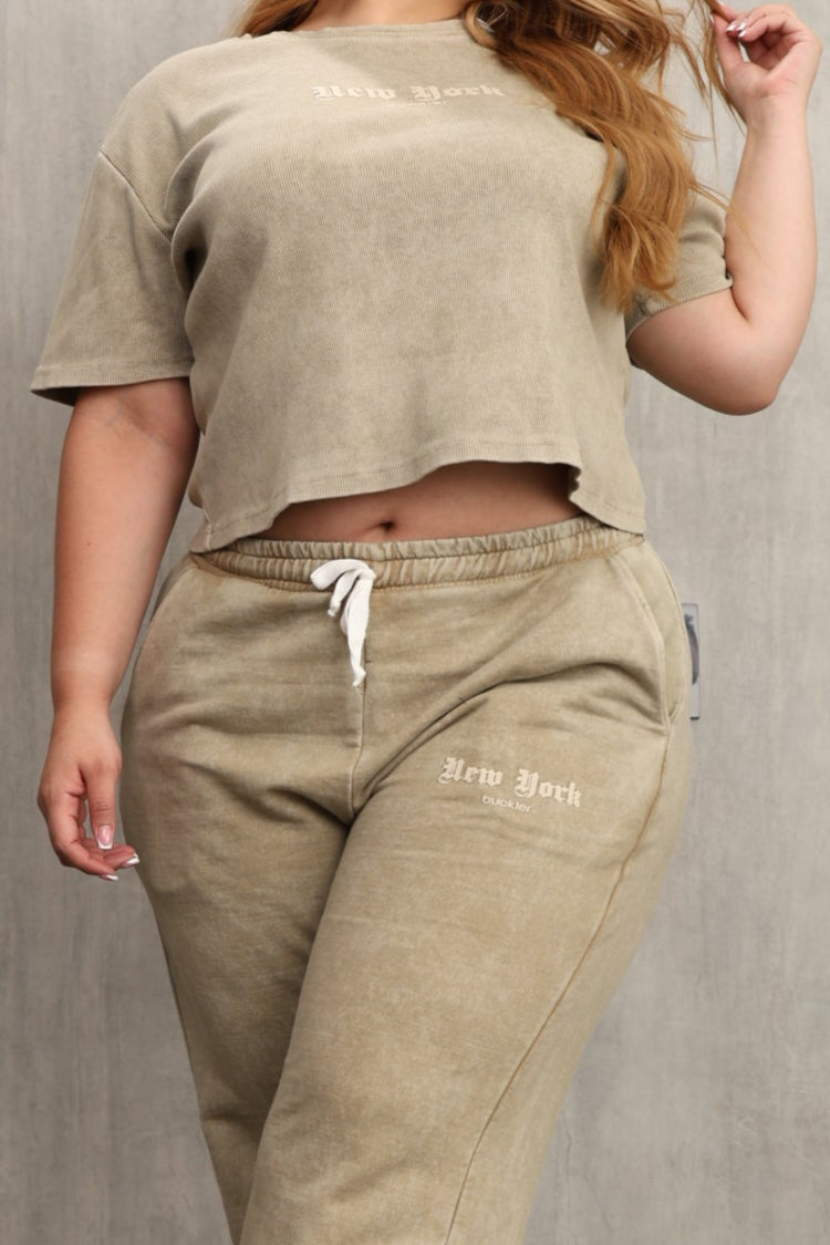 CONJUNTO DAMA – BEIGE - CAMISETA & PALAZZO – MODA COLOMBIANA – REF: 9811 PL