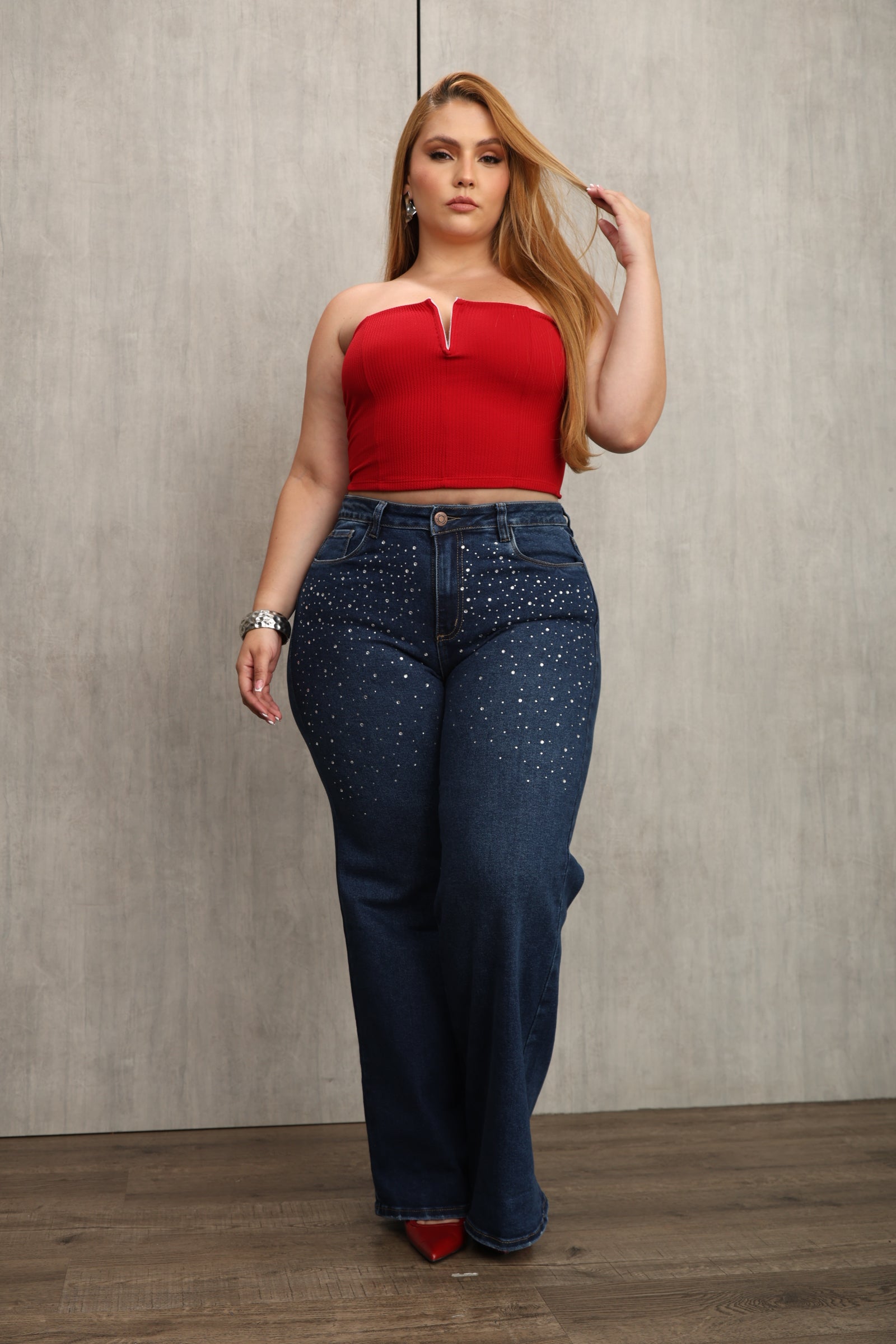 JEAN PALAZZO DAMA – TIRO MEDIO – APLICACIÓN DE PIEDRAS – MODA COLOMBIANA – REF: 9822 PL