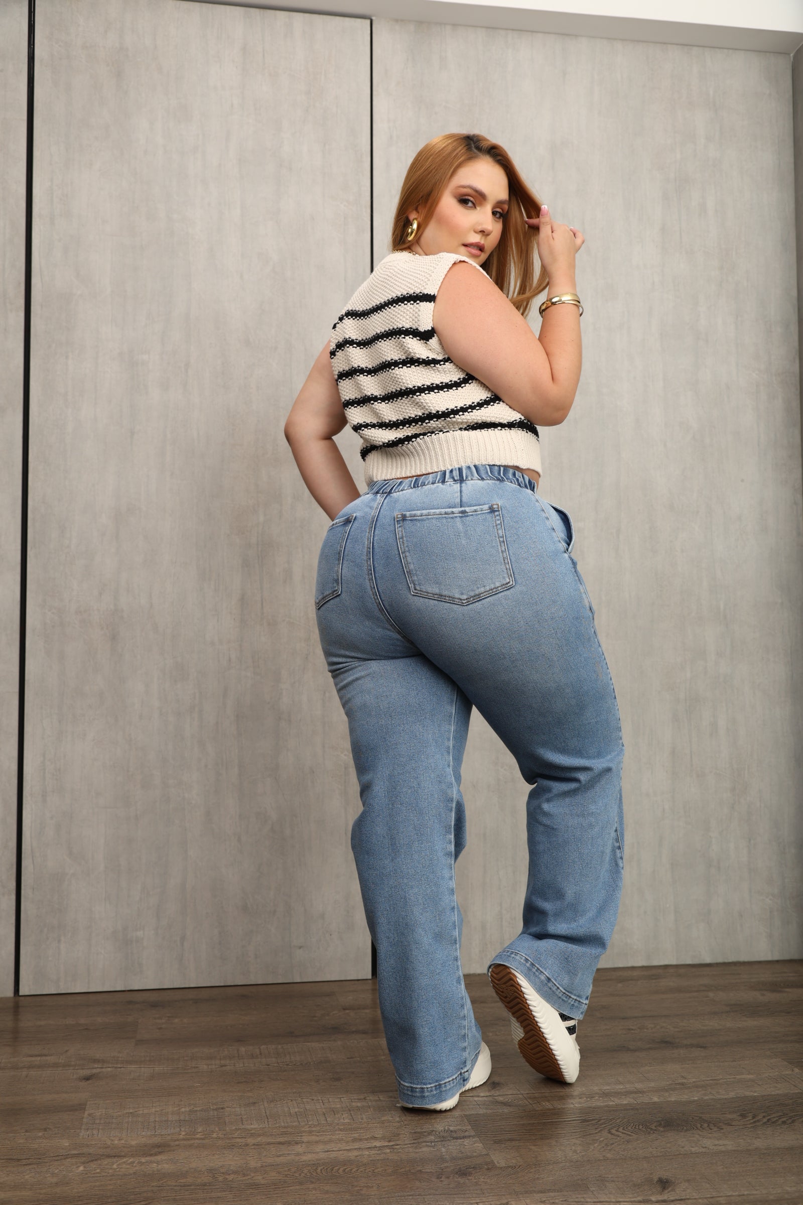 JEAN DAMA – PALAZZO RESORTADO – TIRO ALTO – MODA COLOMBIANA – REF: 9825 PL