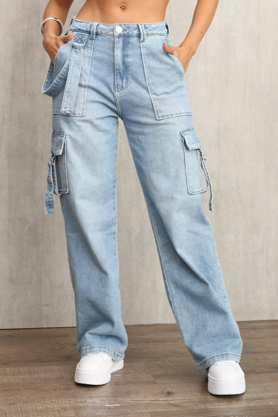 REF: 9826 - JEAN DAMA – SUPER CARGO WIDE LEG – TIRO ALTO – MODA COLOMBIANA –