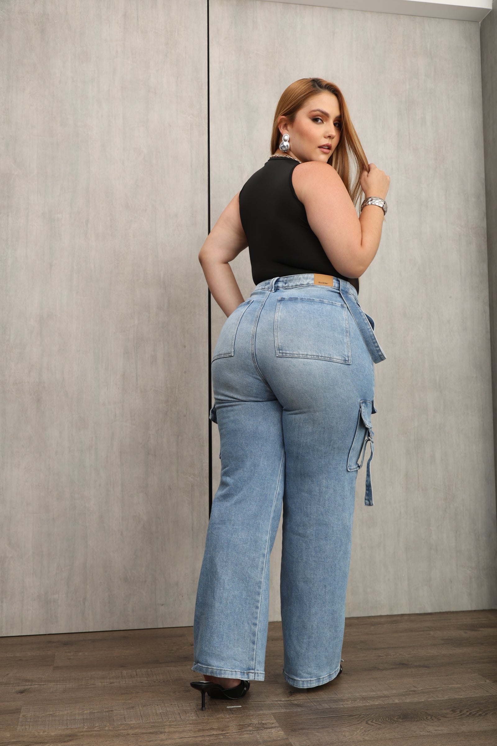 JEAN DAMA – SUPER CARGO WIDE LEG – TIRO ALTO – MODA COLOMBIANA – REF: 9826 PL