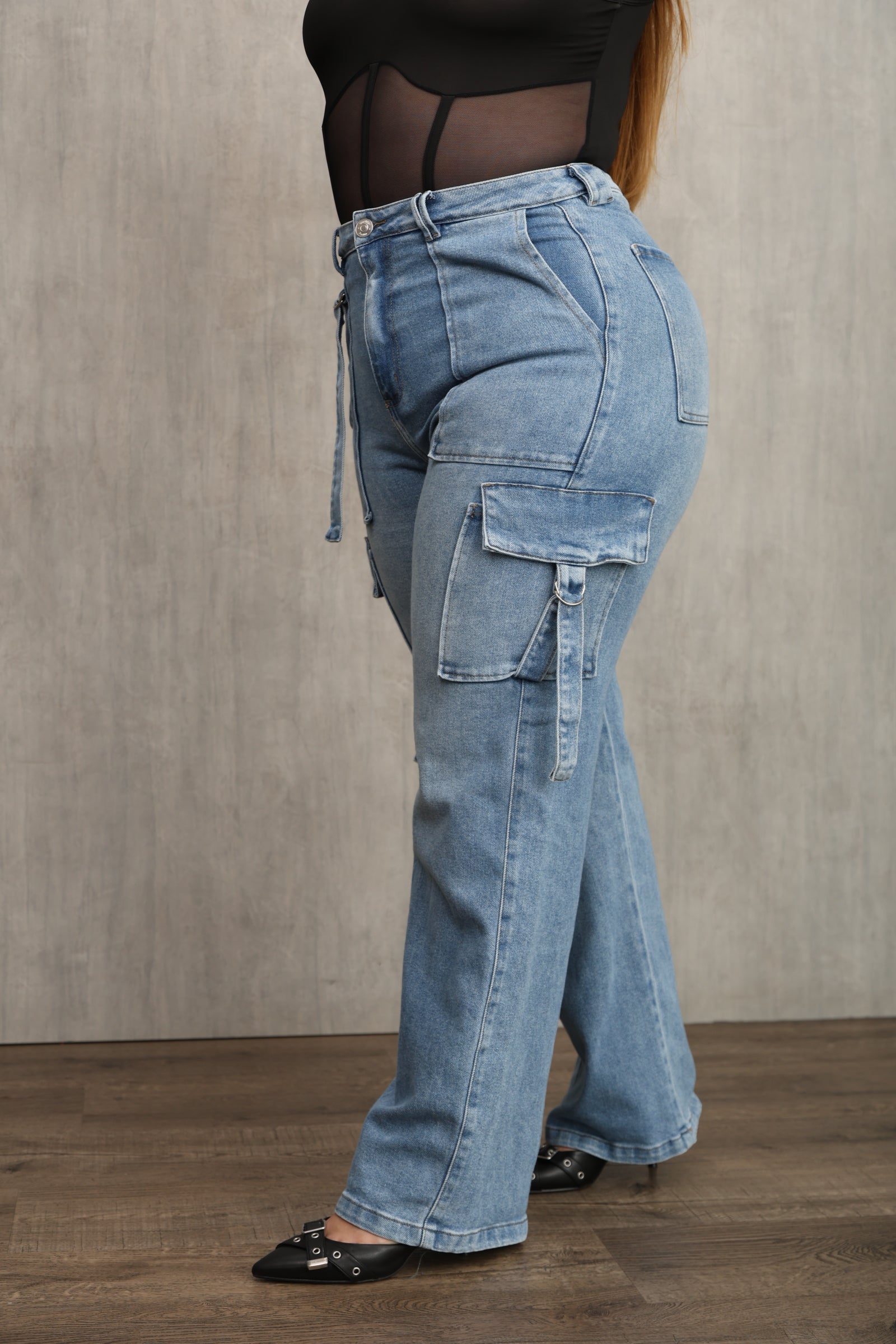JEAN DAMA – SUPER CARGO WIDE LEG – TIRO ALTO – MODA COLOMBIANA – REF: 9826 PL