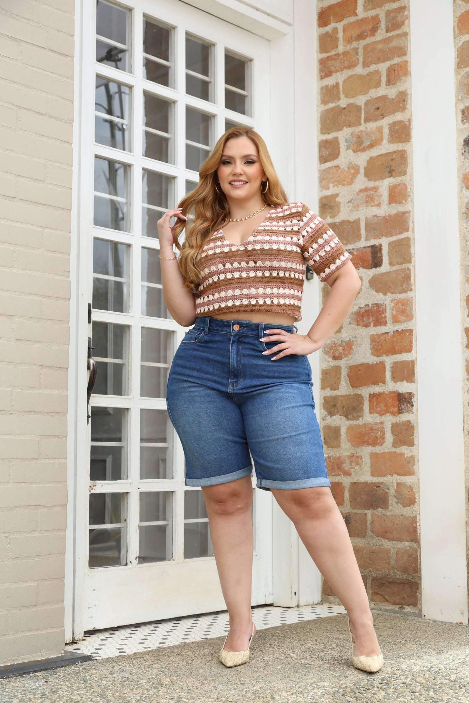 BERMUDA DAMA – WIDE – TIRO ALTO – MODA COLOMBIANA – REF: 9852 pl