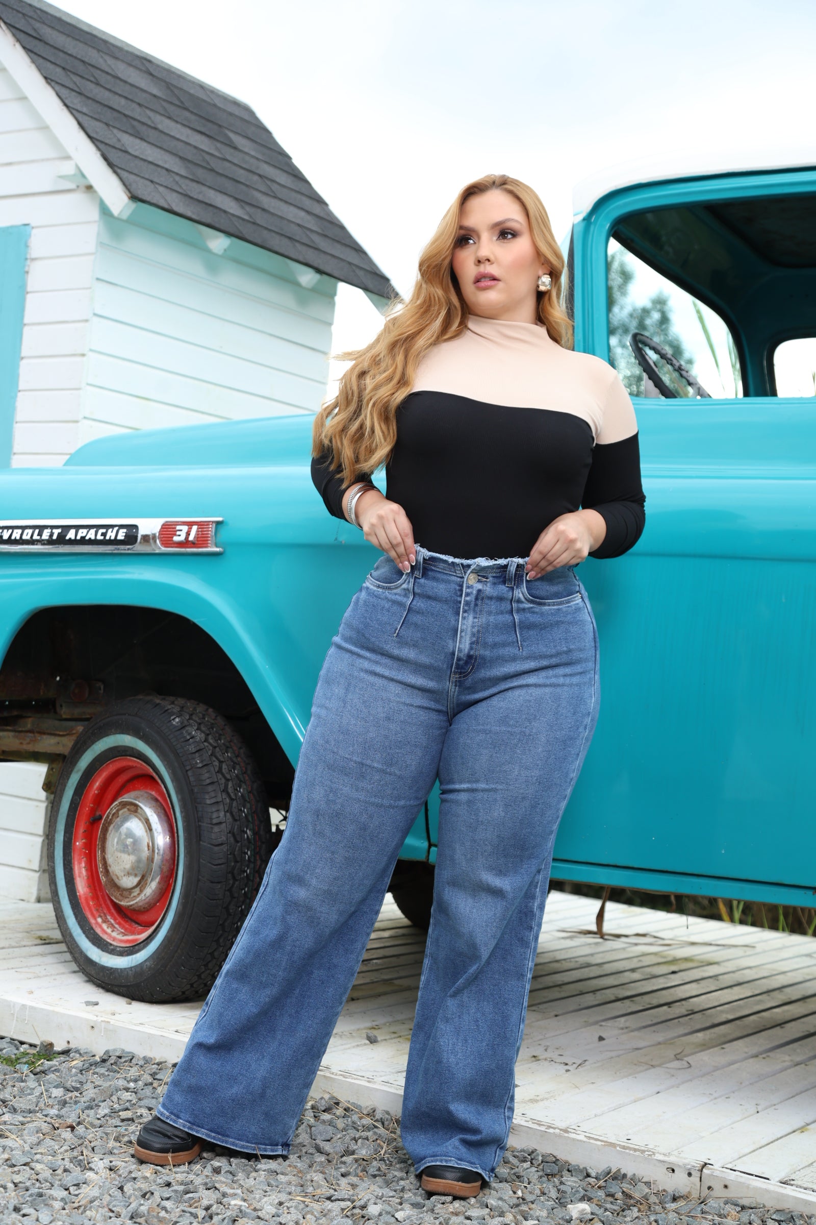 JEAN DAMA – PRETINA FLECOS – TIRO ALTO – MODA COLOMBIANA – REF: 9857 pl